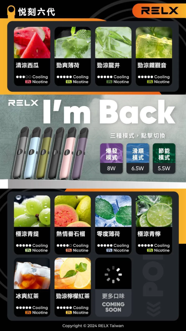 微信图片_20241102091700.png 【滿3盒送悅刻主機】RELX悅刻六代煙彈3顆入 / 不通用一代 / 就是這5%薄荷完整了我靈魂/